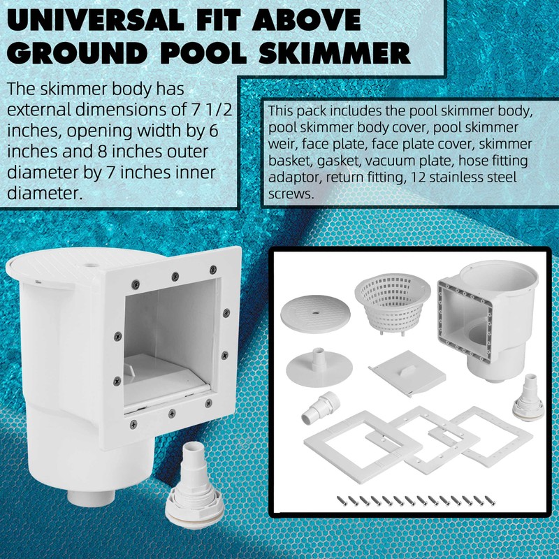 TonGass (Complete Set Universal Fit Above Ground Pool Skimmers (White)