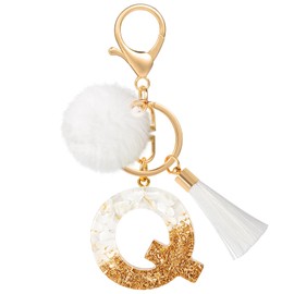 MWOOT Keyring Letter Pompom Tassels, Q