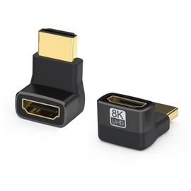 vgggrd 2 Pack HDMI Angle Adapter, 270 Degree 8K Male to Female Adapter, HDMI 2.1 ARC HDR10+ Dolby Vision 3D VRR ALLM HDCP, Compatible with 8K 4K 2K 1080P