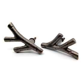 5MOONSUN5's Twig Branch Cabinet Knobs Black Tree Branch Handles, Cast Iron Single Hole Drawer Pulls Vintage Dresser Handles, Farmhouse Cupboard Handles Decorative Pull for Kitchen Set of 2