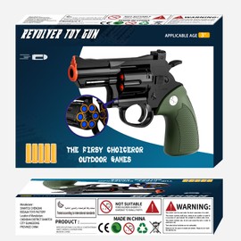 Toy Gun Foam Blaster Soft Bullet Toy Revolver, 40 Soft Bullets, Revolver Foam Bullets Blasters Toy Gun,Educational Toy Model for Boys and Girls Aged 6 7 8 9 10+ (Green)