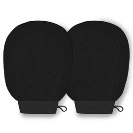 Tandoler Exfoliating Glove(2pcs)-Remove Unnecessary Dead Skin and Exfoliator, Keratosis Pilaris Treatment, Can Be Used Before Self Tanner Mitt and Body Buffer（Black）