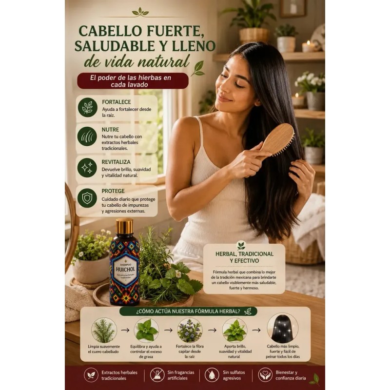 Shampoo Huichol ANTICAIDA en botella de 400mL de 400g por