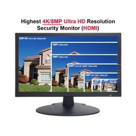 101AV 18.5" Scaled 4K Security Monitor with Super Sampling Anti-Aliasing (SSAA), HDMI (Scaled 4K/8MP), BNC in/Out, VGA, VESA Mount, Ultra-Smooth Detail for 24/7 CCTV & Home Office Surveillance use