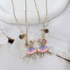 Cute Ballerina Heart Best Friend Necklace 2PCS Enamel Matching Love