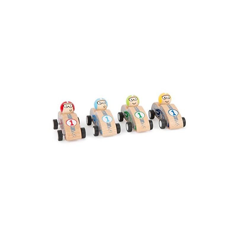 Small Foot 10704 Wooden Pull-Back Toy in A Racing Car-Style,
