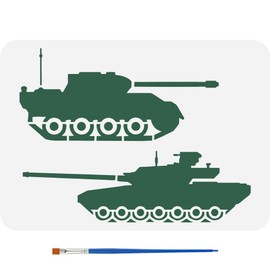 FINGERINSPIRE Tank Stencil with Paint Brush 8.3x11.7inch Transport Tank Painting Template Decorative Tank Silhouette Stencil for Painting Military Theme Template for Wall Furniture Decoration