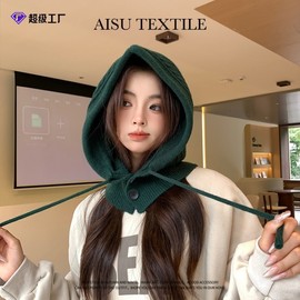 Women's All-in-One Fashion Knit Balaclava Hood & Neck Warmer lf2633 - Free Size Size Zm03 - Gray 3ea