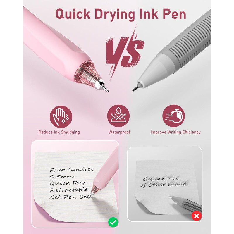 Four Candies Writing Ink Pens with Black & Pink Ink