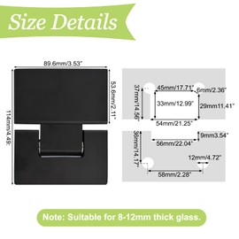 UFURMATE 180 Degree Stainless Steel Glass Door Clamp Heavy Duty Shower Door Hinge Replacement, Fits 8-12mm Thickness Glass Panel - Matte Black