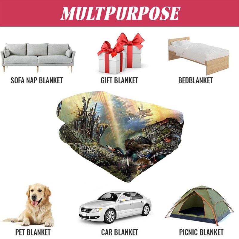 HommomH Mallard Ducks Blanket 60"x80" Lake Wild Animals Soft Fluffy