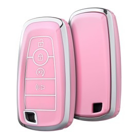 ELOHEI Key Fob Cover for Ford, Premium Soft Full Protection Key Fob Case for 2018-2024 Ford Explorer F-150 Fusion Mustang Escape Edge Bronco Ranger Expedition Accessories(Pink)