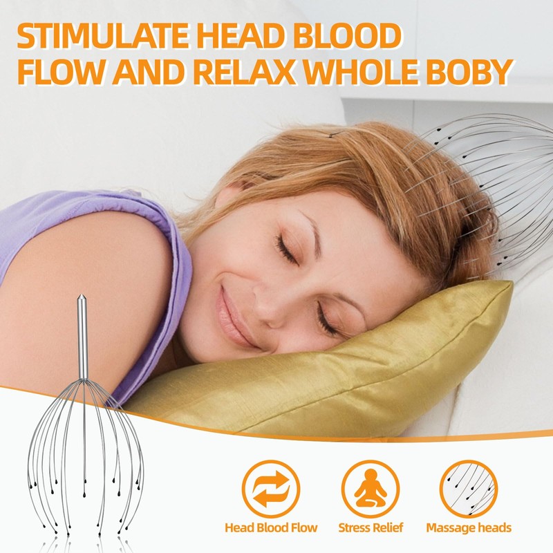 YEZY Head Massager 20 Fingers Head Scratcher Scalp Massager, Back