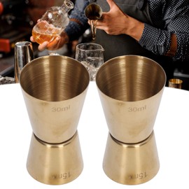 Tissting 2Pcs Double Head Cocktail Jigger, Stainless Steel Measure Jigger Gold Wine Jigger Bar Measuring Cup for Restaurant Party Bartending(15/30ml)
