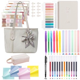 FGRKXCV 48 Pcs Bible Study Supplies Journaling Kit for Women with Bible Highlighters and Pens No Bleed, Book Annotation Kit with Stickers, Pencil Case Journal Accessories Set (white)