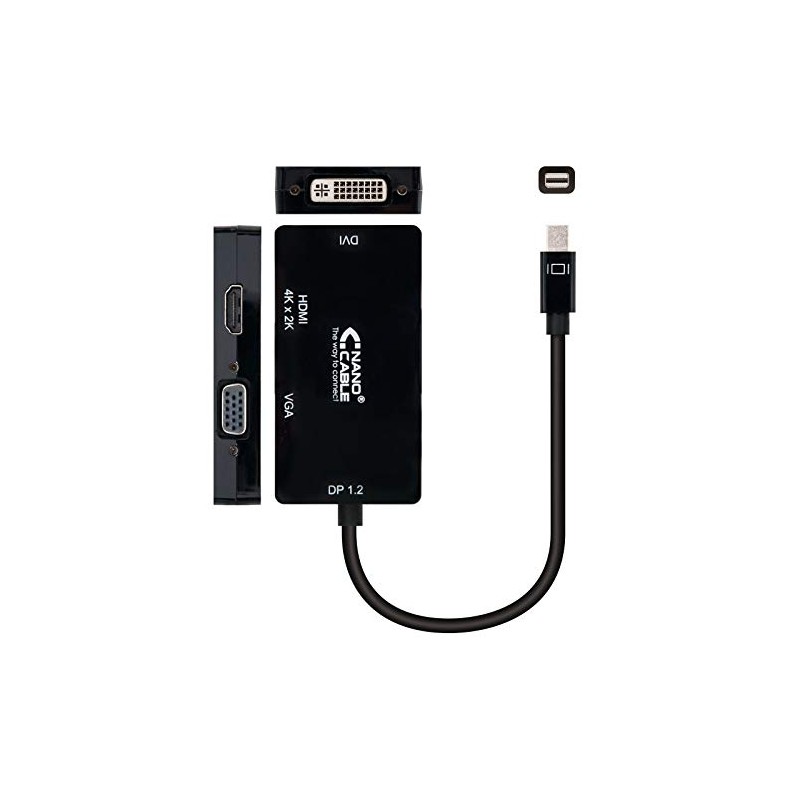 Mini DP to VGA/DVI/HDMI Converter 3 in 1 Black Length