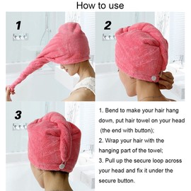 King's deal 4Packs Hair Turban Microfiber Hair Drying Towel Bath Head Wrap Turban Quick Dry Hat Cap NEW (4Packs)