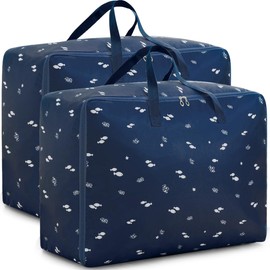 FOROREH 105 L Large Storage Bag, Pack of 2 Large Moving Bags with Zip for Removals, Clothes, Bedding, House Organiser for Duvets, Pillows, Blankets