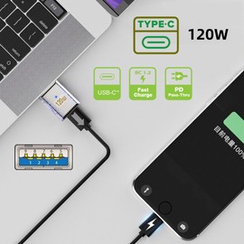 chenyang USB C to USB Adapter Aluminum Alloy USB C Male to USB Female 10Gbps Data Transfer PD 120W Fast Charging Converter Adapter