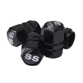 (Set of 4) 90s Classic Old SS Metal Auto Tire Valve Stem Caps w/Resin Retro SS Emblems for Chevy Camaro Impala Cobalt for Cars Trucks 12369965R