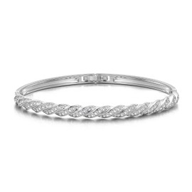 Philip Jones Silver Plated Twist Bangle Created with Zircondia® Crystals (7 Inch)