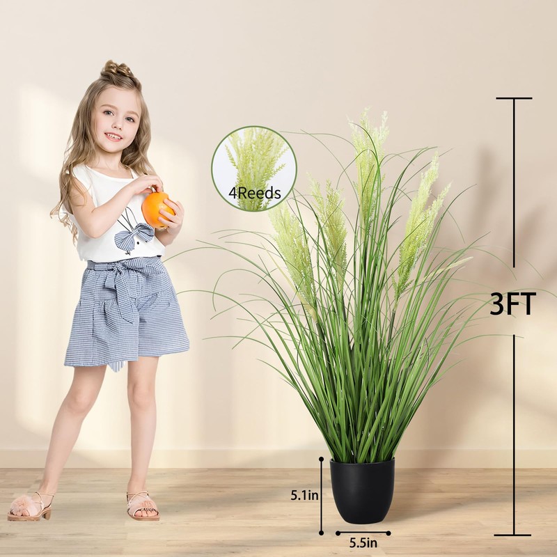 3ft/35in Artificial Plants Outdoor Indoor,Fake Onion Grass In Pot