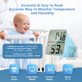 PAIRIER Portable Digital Thermometer Hygrometer Indoor with High Accuracy LCD Screen Room Thermometer Temperature and Humidity Meter Suitable for Greenhouse Home Page