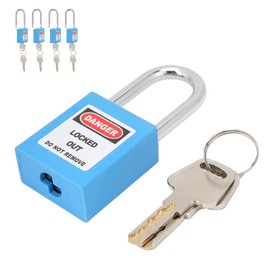 5 Sets Safety Padlock, Lockout Tagout Locks Set with Keyed Different, Steel Beam Insulated Lock for Industry Machine Manufacturing(Blue)