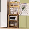 Trironsun Bamboo Bakers Rack with Charging Station 5-Tier Microwave Stand