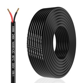 14 Gauge Wire 2 Conductor 14 AWG Electrical Wire Stranded PVC Cord Oxygen-Free Copper Cable 32.8FT/10M 300V 2 Core Flexible Extension Power Cord for Auto Cord for LED Lamp Lighting Strips Automotive…