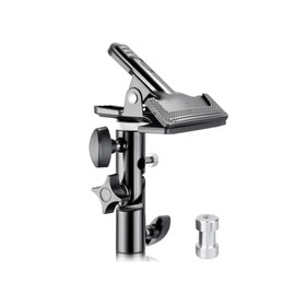 KAGYOKU Heavy Duty Metal Clamp Holder with 5/8 Inch Light Tripod Mount, Reflector Clamp with Umbrella Hole and Screw Mount for Photo Studio Reflectors