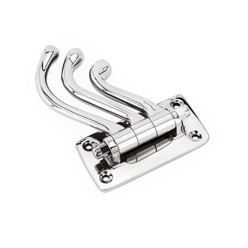 NKlaus Swivelling Triple Coat Hook - Solid Brass, Silver -