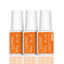 3PCS Nail Bond Glue Set - Waterproof Liquid Nail Adhesive, Precision Brush Applicator, Long-Lasting & Fast-Drying, Formaldehyde-Free, for Acrylic Nails & Fake Nails, Plastic Bottle, Hema-Free