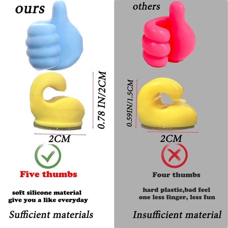 AELITOK 16Pcs Creative Silicone Thumb Wall Hook - Multifunction Adhesive