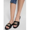 GUESS Women's Adrinna Flat Sandal, Black Saffiano 002, 5