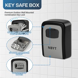 NBYT Portable Combination Lock keybox, Wall Mount,For House Keys Key Hiders to Hide a Key Outside,Waterproof Key Safe Storage Lock Box