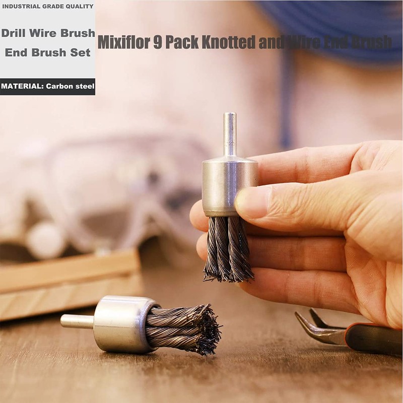 9 Pack Wire Wheels Brush for Drill, - Sizes 0.8"