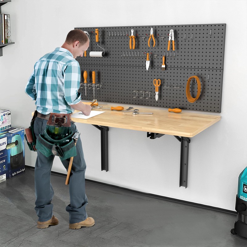 Ultrawall 24 inch Black Sturdy Folding Shelf Brackets, Heavy Duty