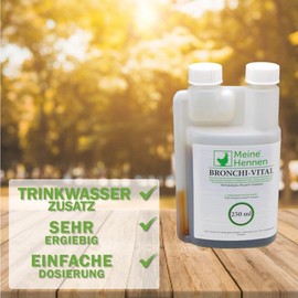 MeineHennen Bronchi-Vital 250 ml Supplementary Feed with Eucalyptus Oil and B Vitamins for Chickens, Pigeons and Quails. For your poultry to support the respiratory tract in chickens.