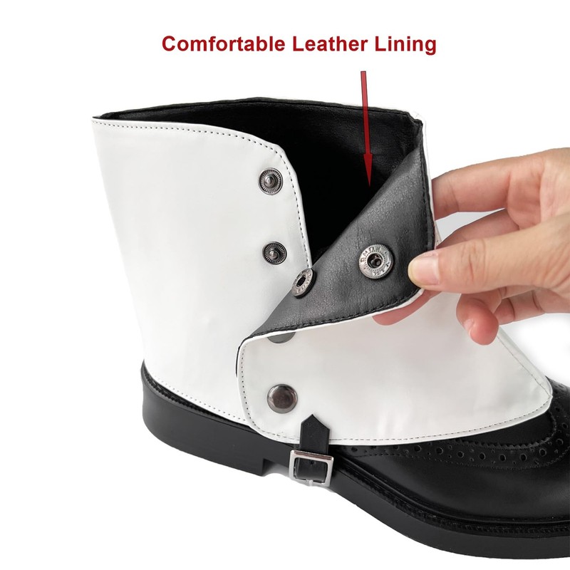 Men's Gangster Spats 20s Leather Boot Covers for Men Snap