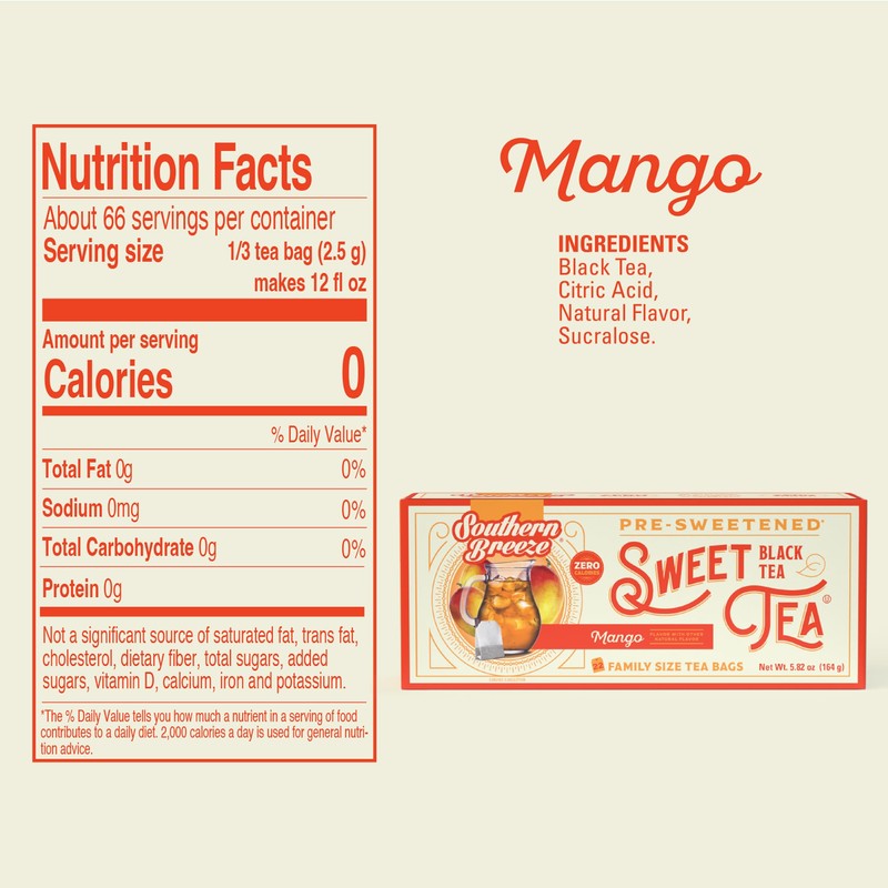 Southern Breeze Hot Brew Sweet Tea Mango Iced Tea with