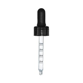 NuVape.net Graduated Measurement Marked Glass Dropper Closure Black (for 1 oz Boston Round Bottles) (Large Bulb for Full Draw)(10 - Pack)