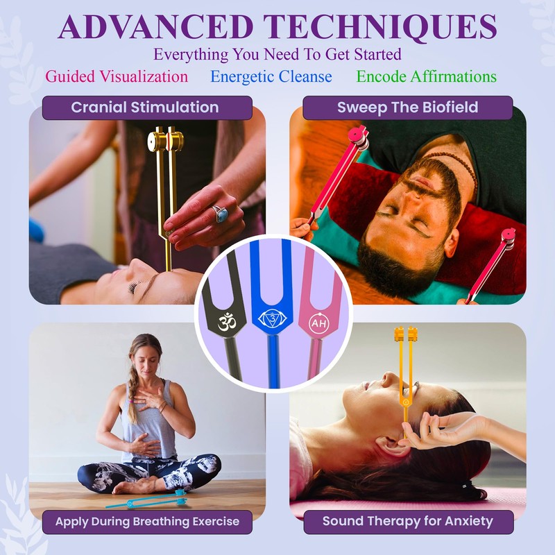 9pc Secret Solfeggio Tuning Fork Set - Designed Specifically for
