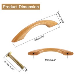 sourcing map 5Pcs Wood Drawer Pulls Handles, 96 mm/3.8" Hole Spacing Bridge Shaped Beech Wood Cabinets Drawer Knobs Pull Handles for Kitchen Cabinets Dresser Furniture