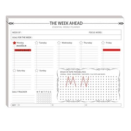 Essential Weekly Planner Meal and Grocery List Notepad 8.5x11 inch Weekly Goal Setting Planning Pad with Tear Off Shopping List 50 Pages Time Management Productivity Organizer