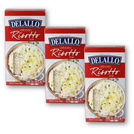 DeLallo Arborio Rice, For Risotto, Made in Italy, Short Grain Rice with High Starch Content, Gluten-Free, Kosher, Non-GMO, Vegan, Preservative Free, 17.6 oz Box, (3 Pack)