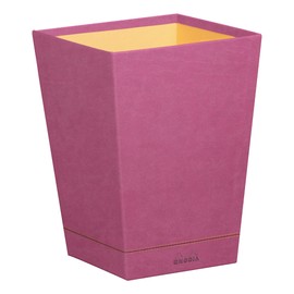 RHODIA 194628C - Fuchsia Waste Paper Bin - 24x24x32 cm - Orange Saddle Stitching - Faux Leather Exterior - Home Office Collection Rhodiarama - Office Organization & Designer Storage
