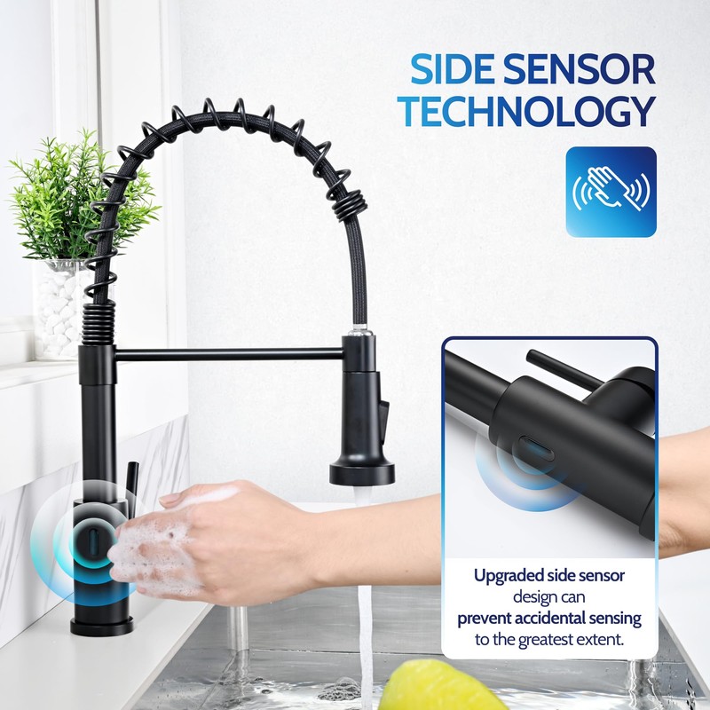 LUFEIDRA Touchless Kitchen Faucet with Pull Down Sprayer-Black Kitchen Faucet