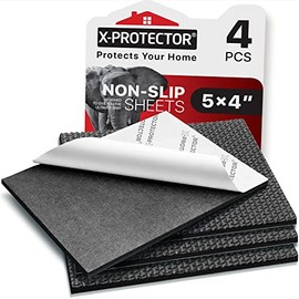 X-Protector - Hoja de goma - 4 almohadillas de goma de 4 x 5 - Almohadilla antideslizante negra - Almohadillas antideslizantes universales - Empuñaduras de goma autoadhesivas - Pies de goma premium