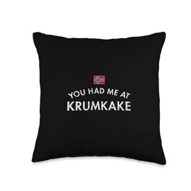 Krumkake Norway Norwegian Christmas Waffle Curved Fun Cookie Throw Pillow
